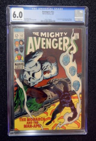Avengers 62 Cgc 6.  0 Ow 1969 Black Panther And The Man - Ape (1st M 