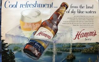 Hamm’s Beer Print Ad Cool Refreshment 20 3/4 X 13 1/4