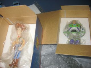 Disney Pixar Toy Story Buzz& Woody Ceramic Figures In There Boxes