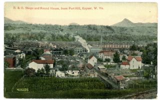 Keyser Wv - B&o Railroad Shops & Train Roundhouse - Postcard West Virginia