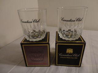 Old Stock - 2 Canadian Club Whiskey Spear Design Rock Glasses - Box