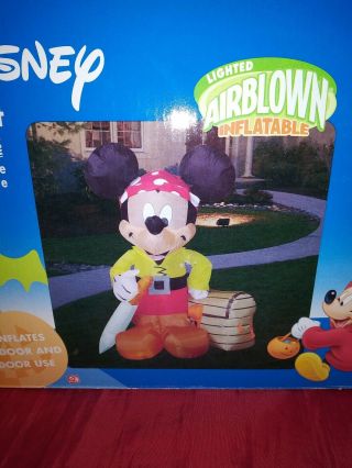 VINTAGE Disney Mickey Mouse 4 foot Pirate Lighted Airblown Halloween INFLATABLE 2