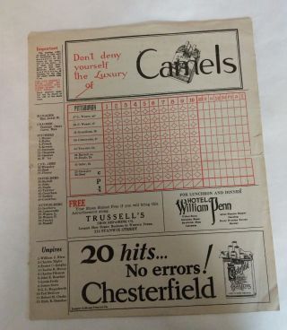 Vintage Baseball 1930 Scorecard Pittsburgh Pirates Vs Philadelphia Phillies Wow