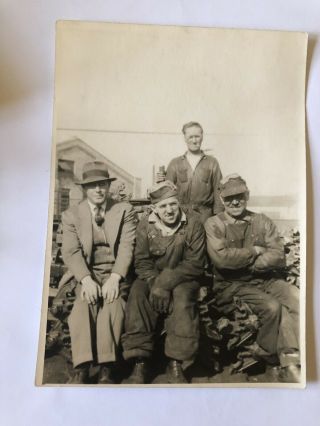 1930s Photo Group Of Railroad Workers Christmas Poem On Back Jersey Vintage