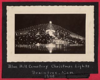 Cemetery Dream Stunning Christmas Lights 1940 Vintage Photo Braintree Mass