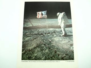 Nasa Apollo 11 Lithograph: Buzz Aldrin On Moon With U.  S.  Flag (69 - Hc - 682)