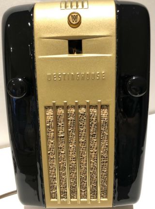 Vintage 1945 Westinghouse Art Deco Black Lacquer High Gloss Radio H - 126
