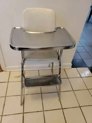 Vintage Cosco Vinyl And Metal High Chair Tray Footrest White -