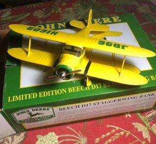 John Deere 1996 Speccast Beech D17 Staggerwing Airplane Bank Box