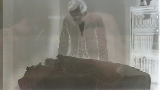 Vintage Post Mortem Child On Bed Father Mourning - 3 Glass Plate Negatives