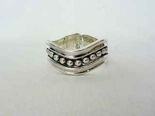 Vintage Taxco Sterling 925 Hinged Cuff Crisp Wave Beaded Design Mexico
