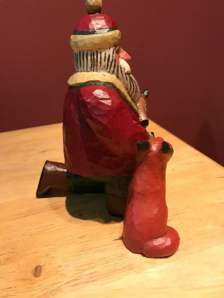 Tate Hand Carved Wooden Santa With Fox And Reindeer 3