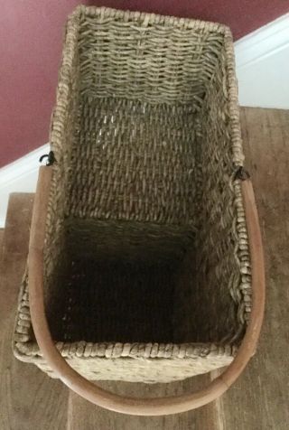 Handmade Woven Wood Wicker Stair Step Basket With Handle 18 