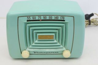 Vintage Westinghouse Model 502r Baby Blue Gold Bakelite Tube Table Top Radio