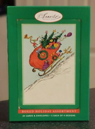 Dr Suess Grinch Christmas Holiday Cards Set Of 20 Sunrise Greetings