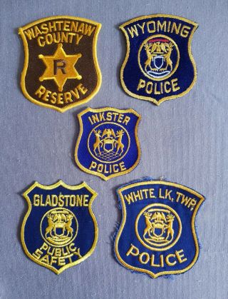 Usa - 5 X Different Old Police Patches - Michigan