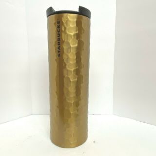 Starbucks 2012 Limited Edition Hammered Gold Stainless Steel Coffee Tumbler