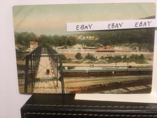 Old Mauch Chunk Pa Lehigh Valley Railroad Station,  Bridge Rare Rotograph Postcard