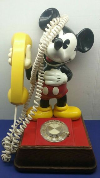 Vintage Disney Mickey Mouse Rotary Telephone Phone 15 " Tall Great
