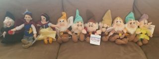 Set Of 10 Disney Bean Bag Plush Toys Dolls Snow White Seven Dwarfs Prince Witch