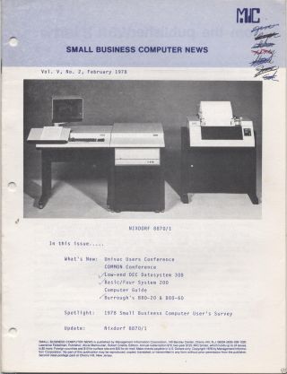 Ithistory (1978) Newsletter: Small Business Computer News (nixdorf 8870/1)