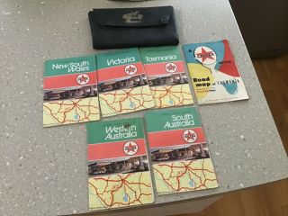 Six Early Caltex Road Maps In Travel Case