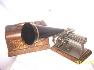Columbia Q 2 Minute Cylinder Phonograph With Horn And Records