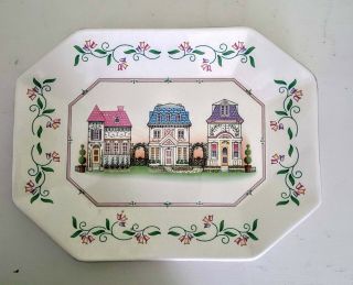 The Lenox Village Bread Platter,  1999,  12 " Long,  Queen Anne Style Homes,