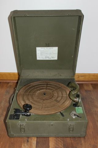U.  S.  Wwii Portelec Mechanical Field Phonograph Model 9c Military Record Player