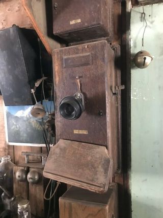 Antique Western Electric 317ah Oak Wall Phone Telephone Magneto Crank Batteries