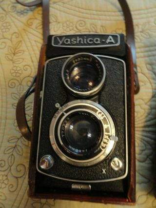 Vintage Yashica A Medium Format 120 Tlr Film Camera & Case.  854454,  770553