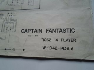Capt Fantastic Pinball Machine By Bally Schematic From 1976
