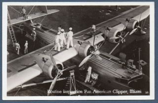 Rppc Fl Miami Florida 1930s Pan American Clipper Routine Inspection Fueling Vg,