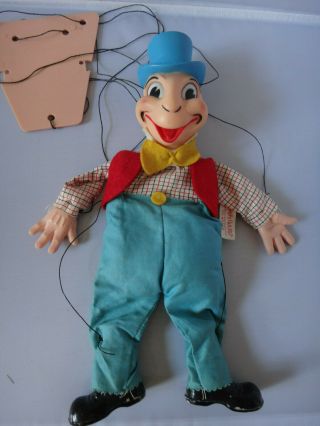 Vintage Gund Disney Pinocchio Jiminy Cricket Marionette String Puppet 12 "