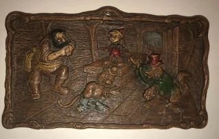 Vintage 40’s Pinocchio Syrocco Products Wood Plaque Disney