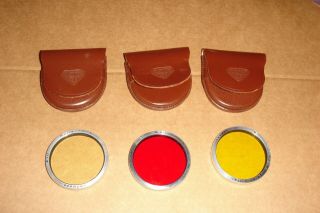 Rollei Rolleiflex F&h Iii 3 Vintage Uv Filters Leather Cases Red - Yellow - Clear