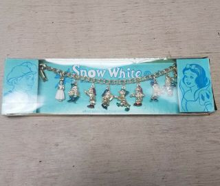 Vintage 1966 Snow White And 7 Dwarfs Charm Bracelet
