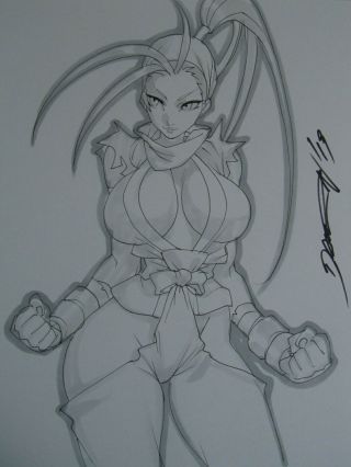 Ibuki Street Fighter Ninja Sexy Busty Girl Sketch Pinup - Daikon Art