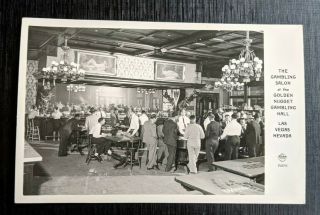 Real Photo Postcard Las Vegas Golden Nugget Gambling Salon Interior Hall Frasher