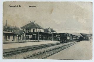 1909 Lorrach Germany Postcard Railroad Railway Station Tracks Train Buildings
