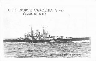 1930s Uss Military Navy Rppc Photo Postcard North Carolina 5392