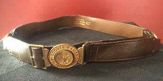 Vintage Boy Scouts Of America Leader Brown Leather Adjustable Belt,  Buckle Bsa