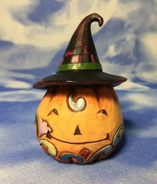 Htf 3 " Jim Shore Heartwood Creek " Mini Pumpkin With Hat " Figurine 4024652 Rguc