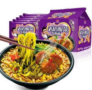 Delicious Chinese Instant Noodles Fried Noodle 121g 5 Bags 统一100 老坛酸菜牛肉面 5包