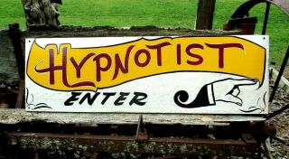Vintage Carnival Hypnotist Hypnotism Magic Wood Circus Fair Hand Painted Sign