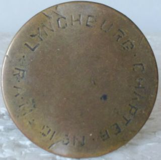Masonic One Penny Token Coin Lynchburg,  Virginia Ch.  No.  10 R A M