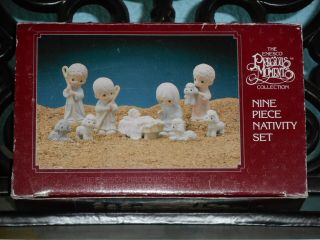 Precious Moments Miniature 9 Nine Piece Pewter Nativity Set Mini 692794 1989