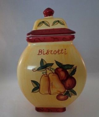 Canister Biscotti Jar Yellow Fruit Pears Ceramic Cookie Jar 11 "