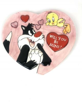 Loony Tunes Sylvester And Tweety 3d Heart Shape Plate