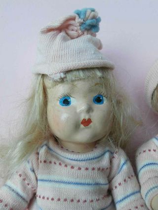 RARE PAIR Late 40 ' s PAINTED EYE Vintage Vogue Ginny Brother Sister Dolls 3